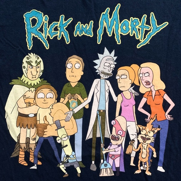❌SOLD❌ Cartoon Network Rick & Morty Mens Tshirt Short Sleeve Navy Blue Tee Small - Picture 5 of 6